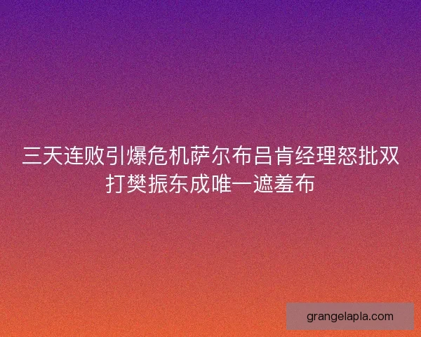 三天连败引爆危机萨尔布吕肯经理怒批双打樊振东成唯一遮羞布
