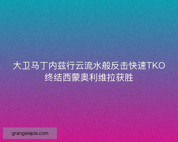 大卫马丁内兹行云流水般反击快速TKO终结西蒙奥利维拉获胜