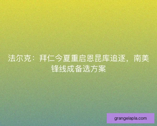 法尔克：拜仁今夏重启恩昆库追逐，南美锋线成备选方案