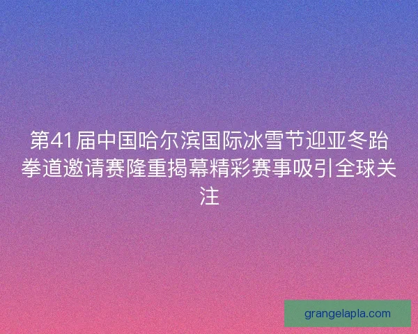 第41届中国哈尔滨国际冰雪节迎亚冬跆拳道邀请赛隆重揭幕精彩赛事吸引全球关注