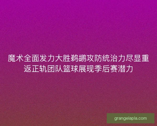 魔术全面发力大胜鹈鹕攻防统治力尽显重返正轨团队篮球展现季后赛潜力